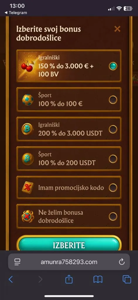 AmunRa mobilni zaslon 2