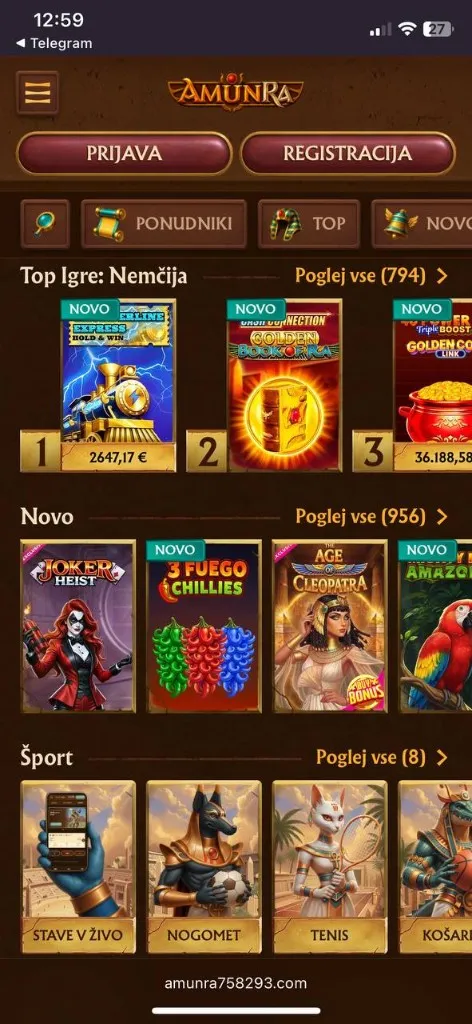 AmunRa mobilni zaslon 3