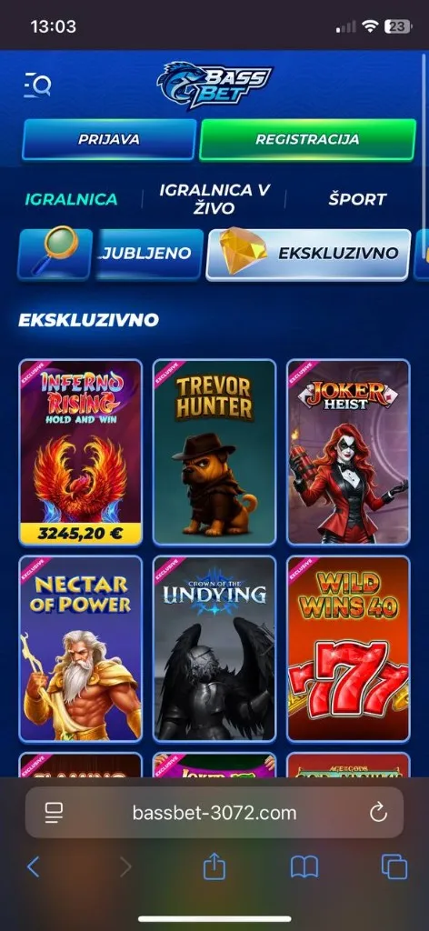 Bassbet mobilni zaslon 4